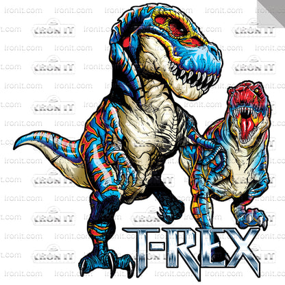 T-Rex Blue & Red | Kids Direct-To-Film Transfer
