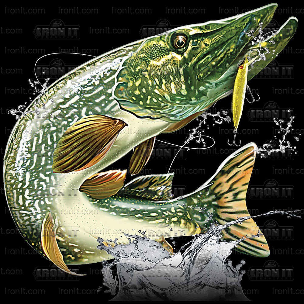 Jumping Pike | Fishing Direct to Film Heat Transfers