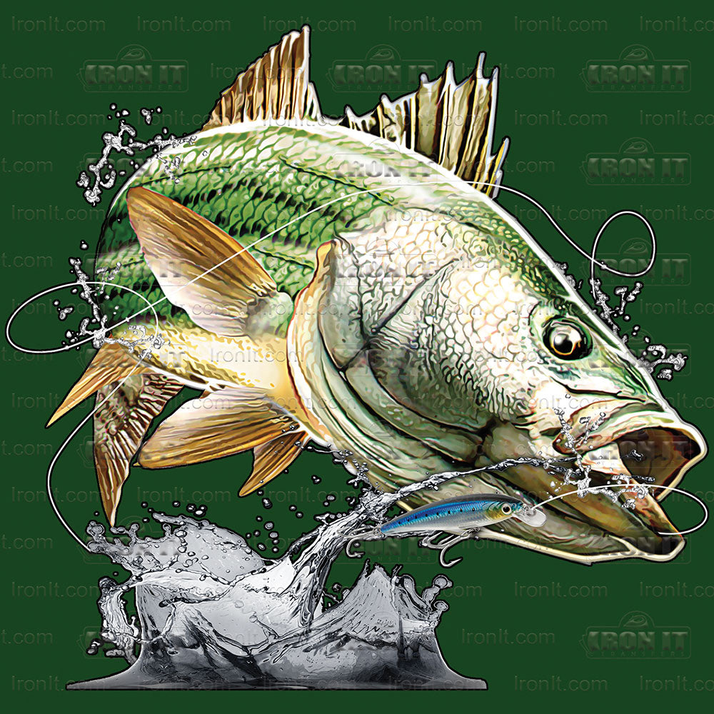 Jumping Striped Bass | Fishing Direct to Film Heat Transfers