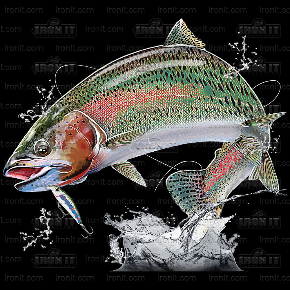 Jumping Rainbow Trout | Fishing Direct to Film Heat Transfers