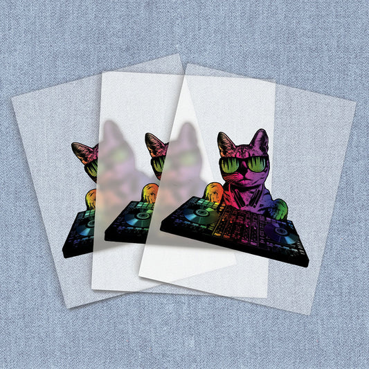 Technicolor DJ Cat | Cats DTF Heat Transfers