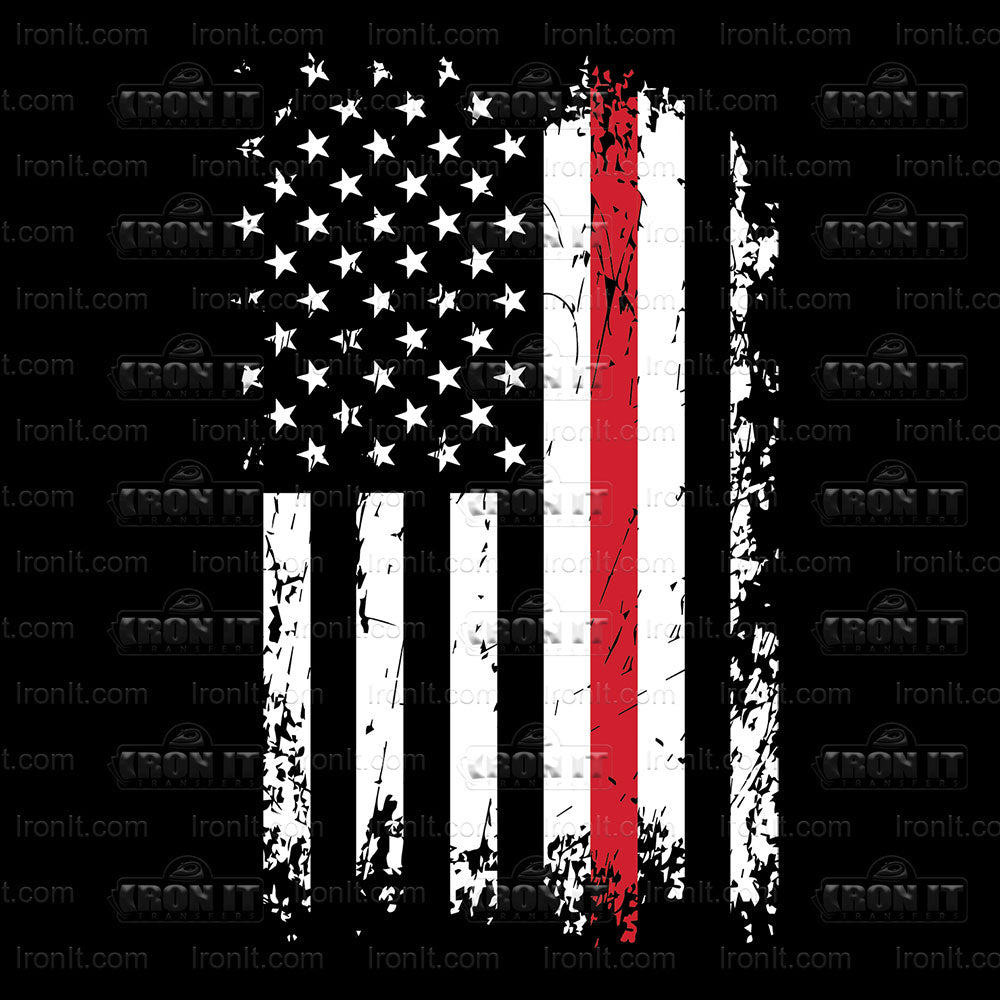 Vertical Thin Red Line | American Pride Direct-To-Film Transfer