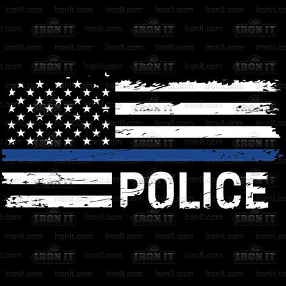 Police Flag | American Pride Direct-To-Film Transfer
