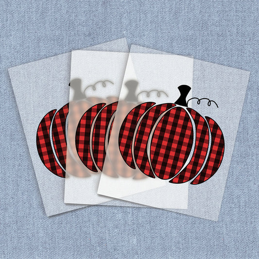 Plaid Pumpkin Red | Fall DTF Heat Transfers