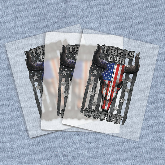 Our Country Skull | American Pride, Country Attitude DTF Heat Transfers