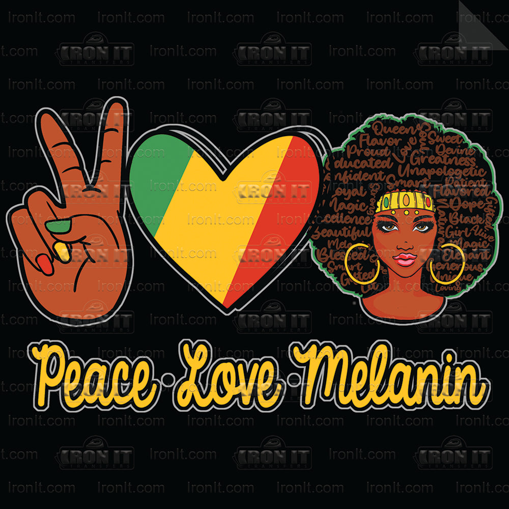 Peace Love Melanin | African-American Culture Direct-To-Film Heat Transfers
