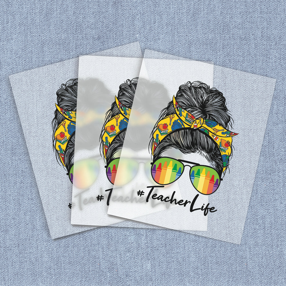 Teacher Life | Mom Life Bun DTF Heat Transfers