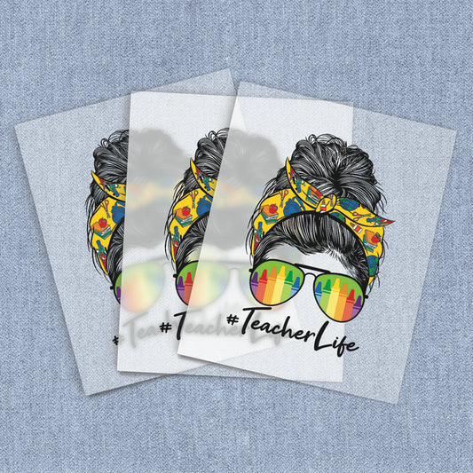 Teacher Life | Mom Life Bun DTF Heat Transfers