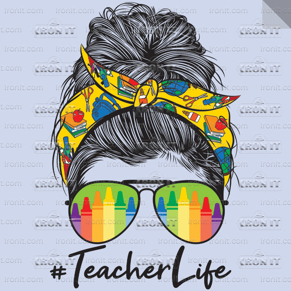Teacher Life | Mom Life Bun Direct-To-Film Transfer