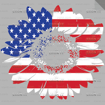 Flag Sunflower | American Pride, Country & Floral Direct-To-Film Transfer