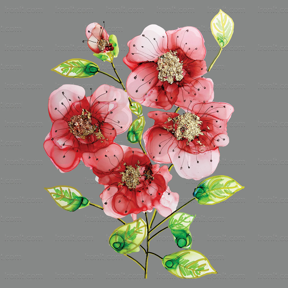 Abstract Red Flower- Metallic