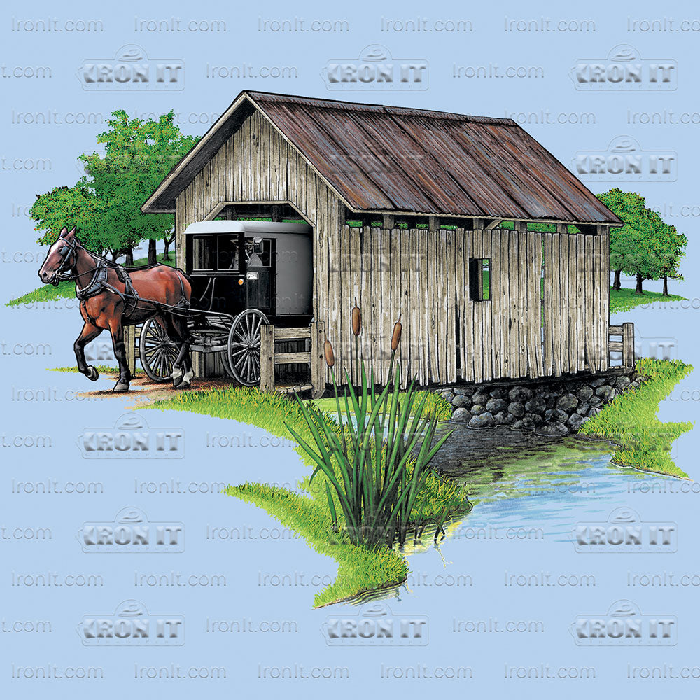 Covered Bridge | Country & Floral Direct-To-Film Transfer