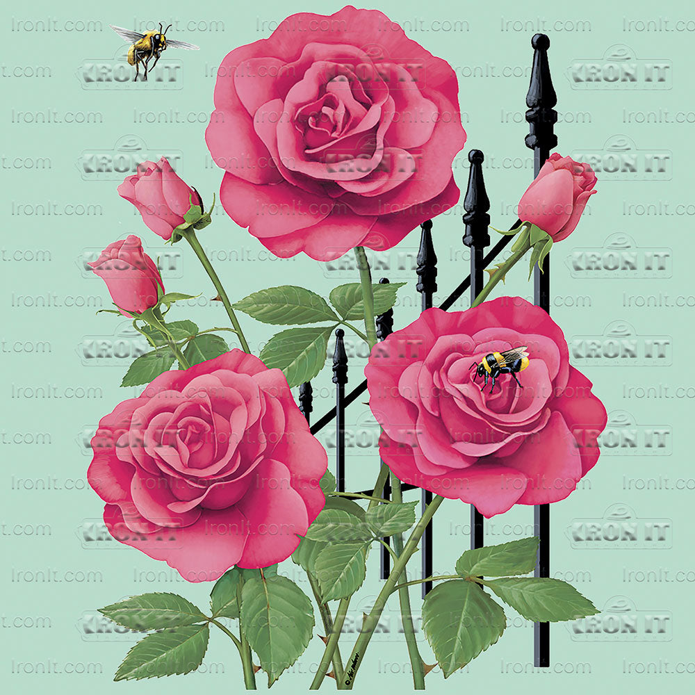Roses and Bees | Country & Floral Direct-To-Film Transfer