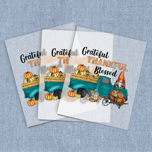 Grateful Thankful Truck Gnome | Country & Floral DTF Heat Transfers