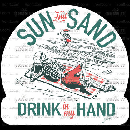 Sun & Sand Skeleton Teal | Beach Life Bun Direct-To-Film Transfer