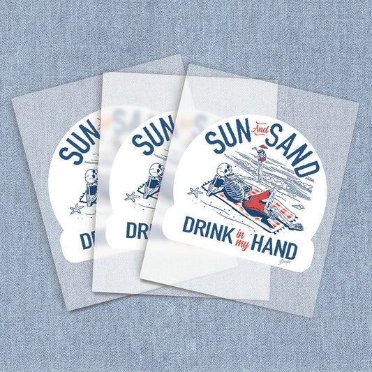 Sun & Sand Skeleton Blue | Beach Resort DTF Heat Transfers