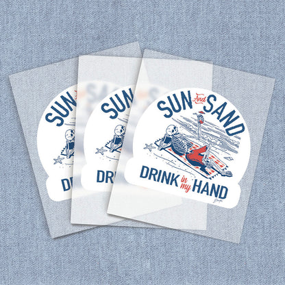 Sun & Sand Skeleton Blue | Beach Resort DTF Heat Transfers