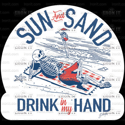 Sun & Sand Skeleton Blue | Beach Life Bun Direct-To-Film Transfer