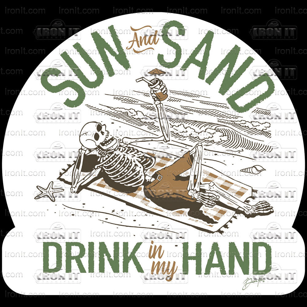 Sun & Sand Skeleton Green | Beach Life Bun Direct-To-Film Transfer