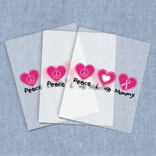 Peace Love Mommy | Breast Cancer Awareness DTF Heat Transfers