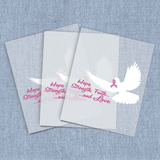 Hope Strength Faith Dove | Breast Cancer Awareness DTF Heat Transfers