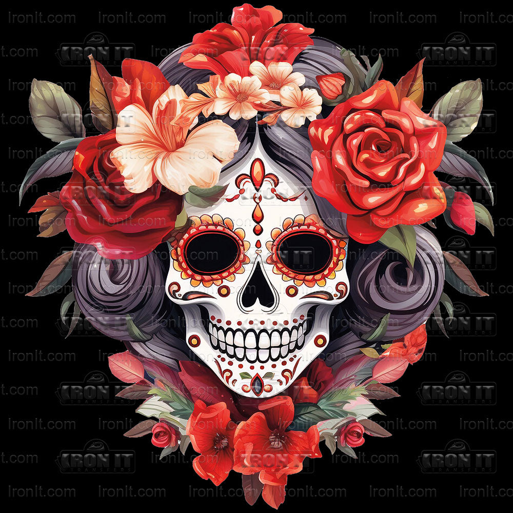 Floral Sugar Skull 1 | Seasonal & Holiday Direct-To-Film Heat Transfers