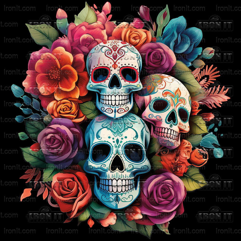 Sugar Skull Bouquet | Seasonal & Holiday Direct-To-Film Heat Transfers
