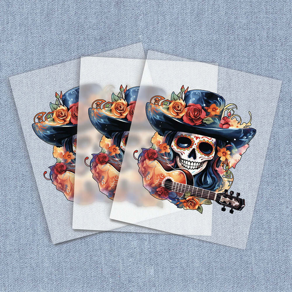 Sugar Skull Guitarist | Seasonal & Holiday DTF Heat Transfers