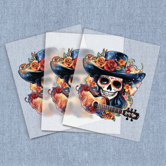 Sugar Skull Guitarist | Seasonal & Holiday DTF Heat Transfers