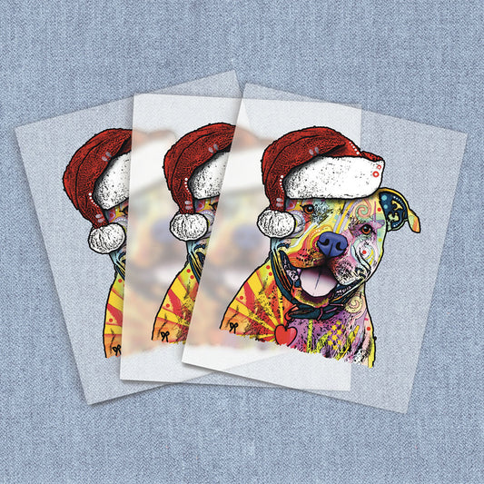 Christmas Pitbull | Christmas Dogs DTF Heat Transfers