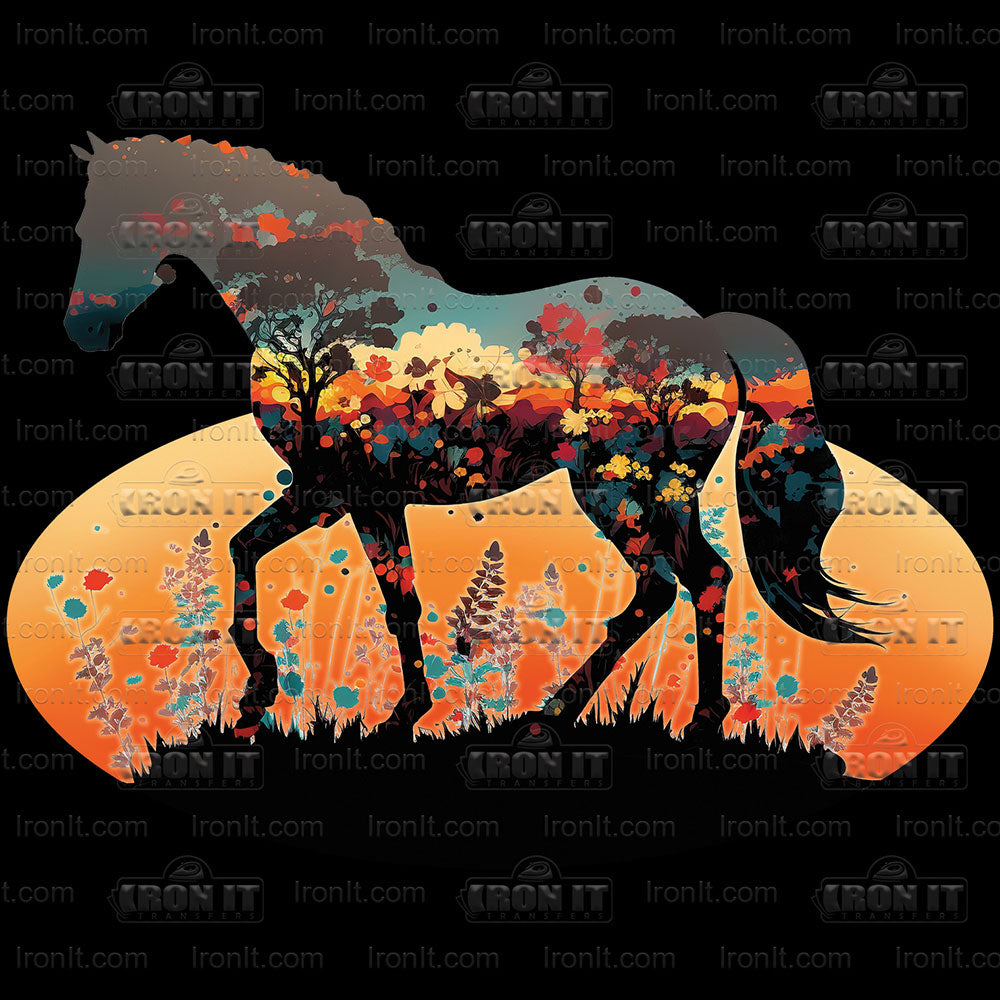 Autumn Horse Silhouette | Horses Direct to Film Heat Transfers