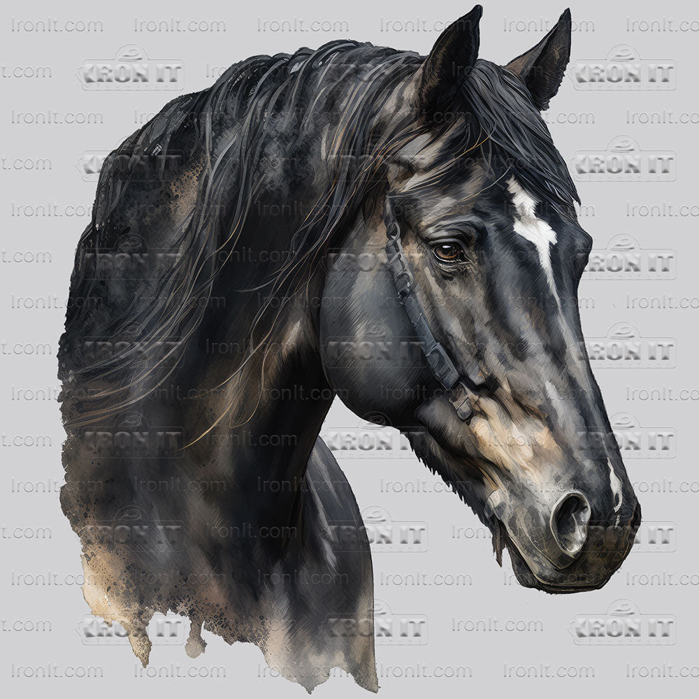 Black Horse Head | Horses Direct to Film Heat Transfers