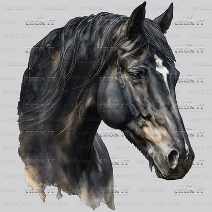 Black Horse Head | Horses Direct to Film Heat Transfers