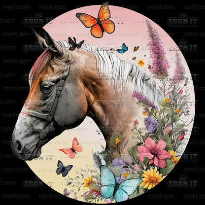 Butterfly Horse Garden | Horses Direct to Film Heat Transfers