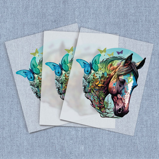 Butterfly Horse Head | Horses DTF Heat Transfers