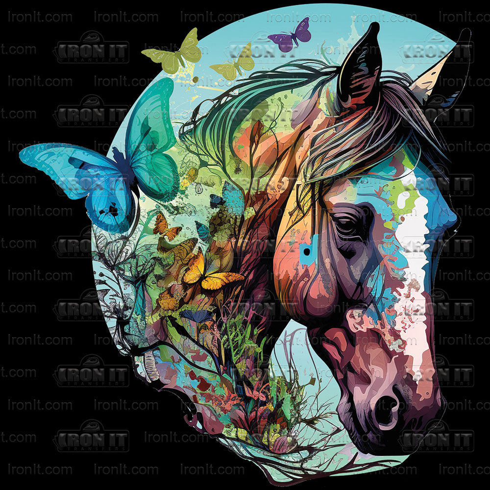 Butterfly Horse Head | Horses Direct to Film Heat Transfers