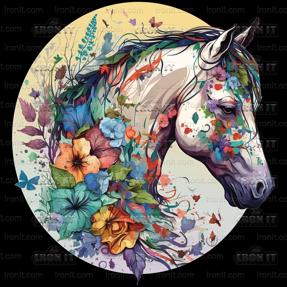 Floral Horse Head | Horses Direct to Film Heat Transfers