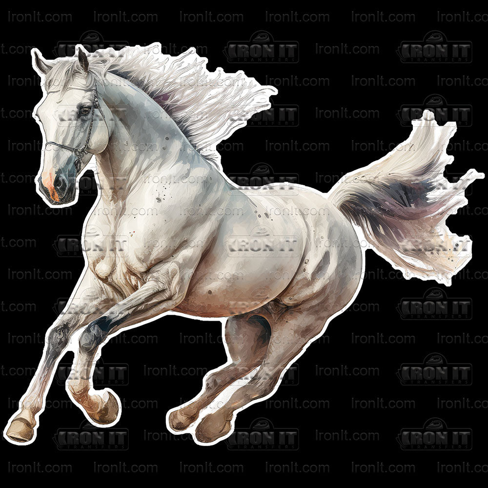 Galloping Gray Horse | Horses Direct to Film Heat Transfers