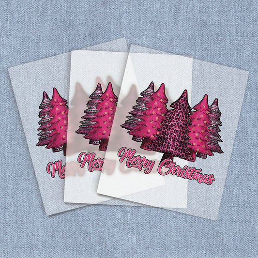 Five Pink Trees | Seasonal, Christmas DTF Heat Transfers