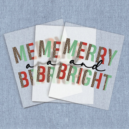Merry and Bright Leopard | Seasonal, Christmas DTF Heat Transfers