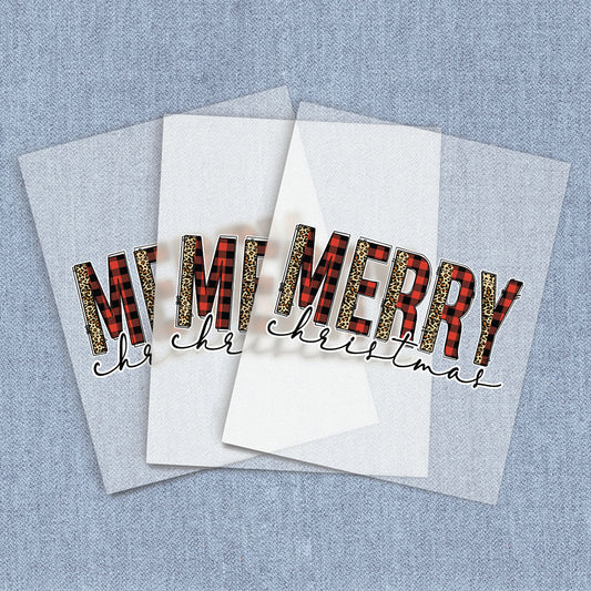Merry and Bright Leopard and Plaid | Seasonal, Christmas DTF Heat Transfers