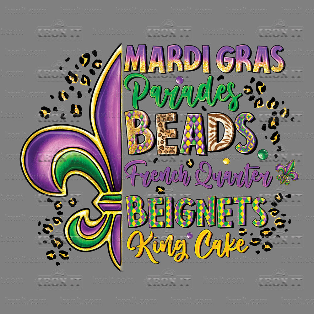 Mardi Gras Parades Beads French Quarter Beignets King Cake