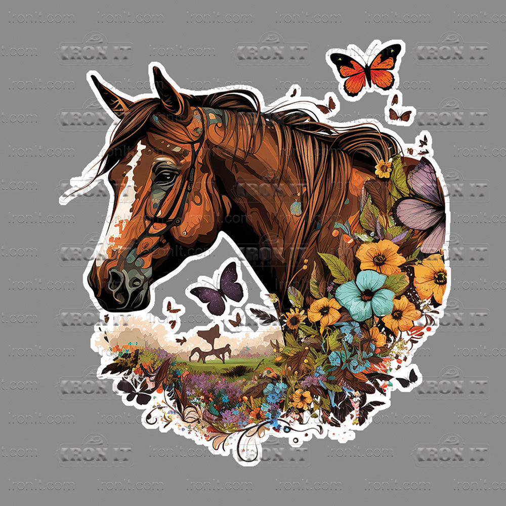 Brown Horse Head Floral