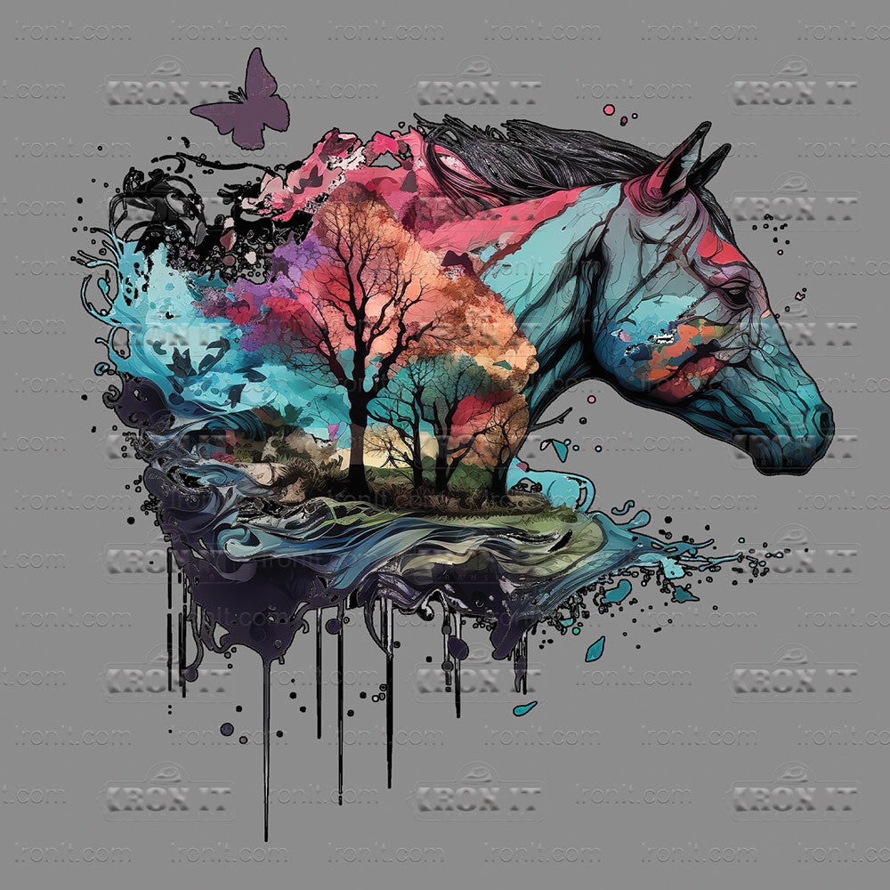Floral Horse and Trees