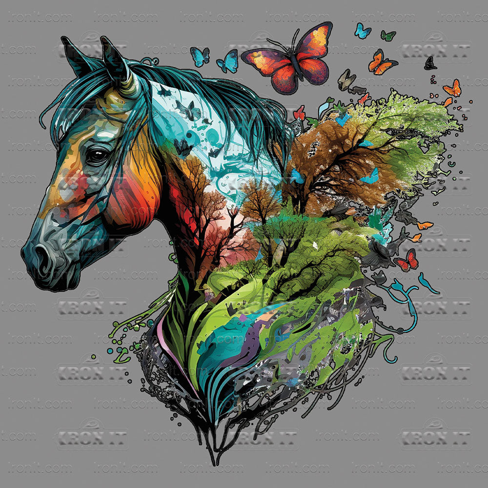 Floral Horse and Trees 2