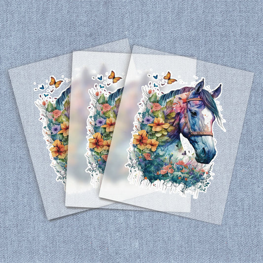 Purple and Blue Horse Floral Head