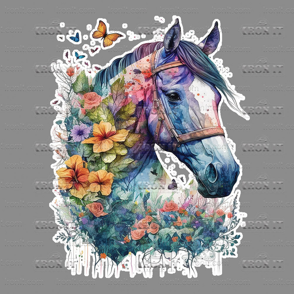 Purple and Blue Horse Floral Head