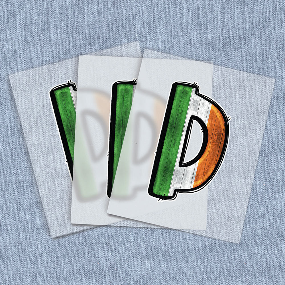 D Green, White & Orange Stripes