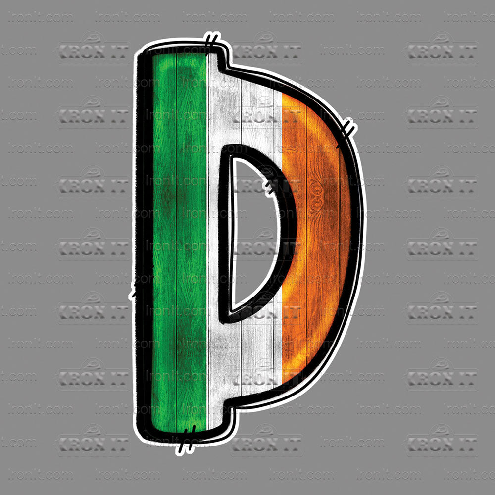 D Green, White & Orange Stripes