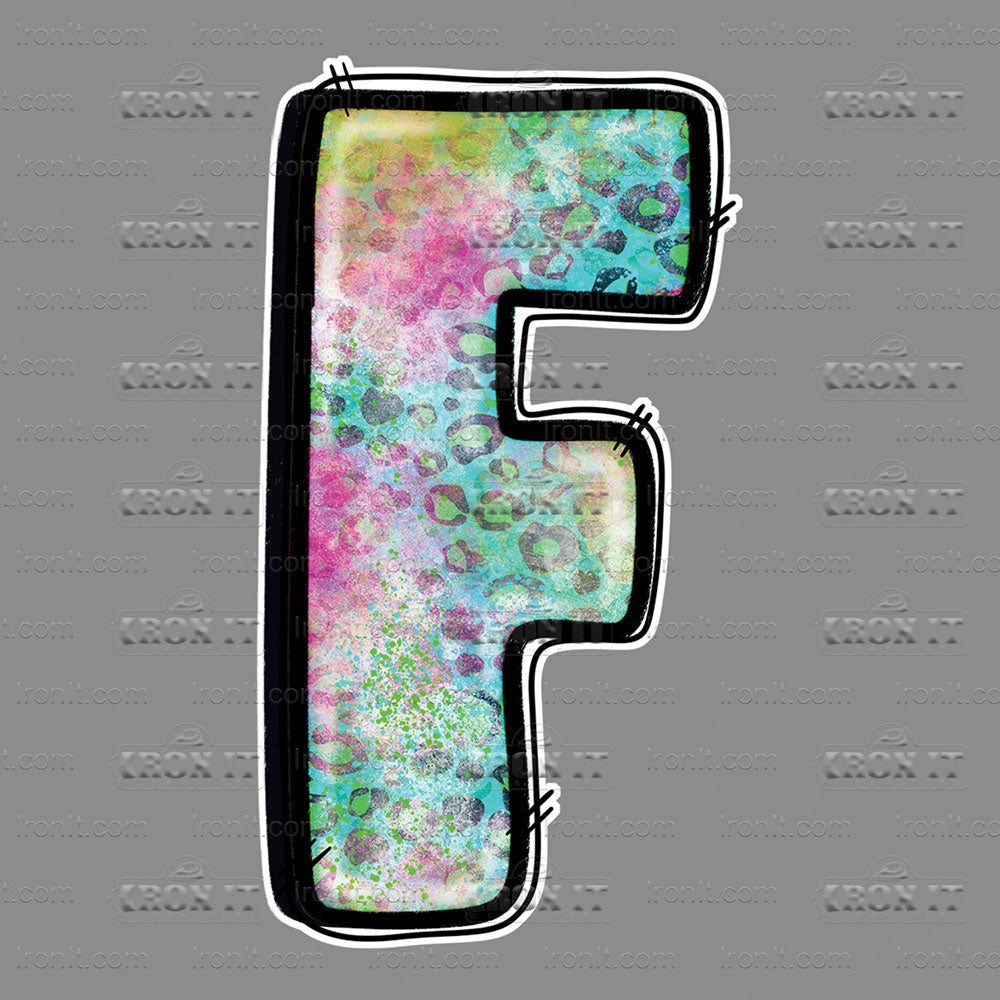 F Pink, Blue & Green Leopard